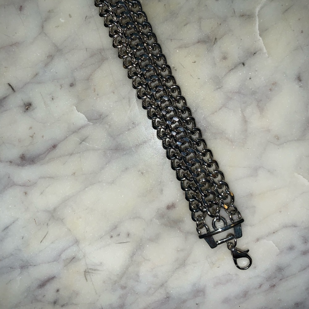 Silver chain choker necklace